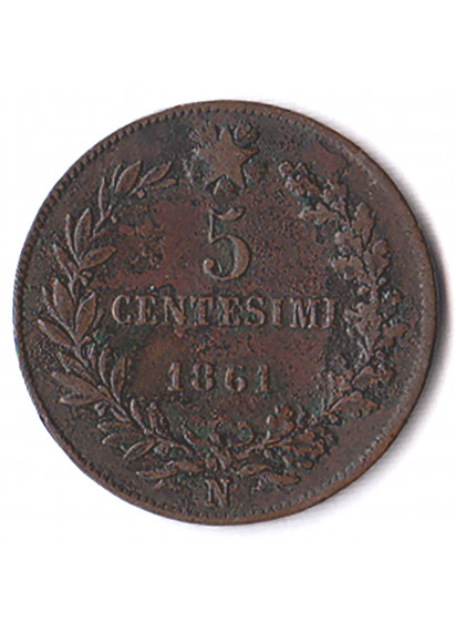 1861 5 Centesimi Zecca Napoli Vittorio Emanuele II MB+